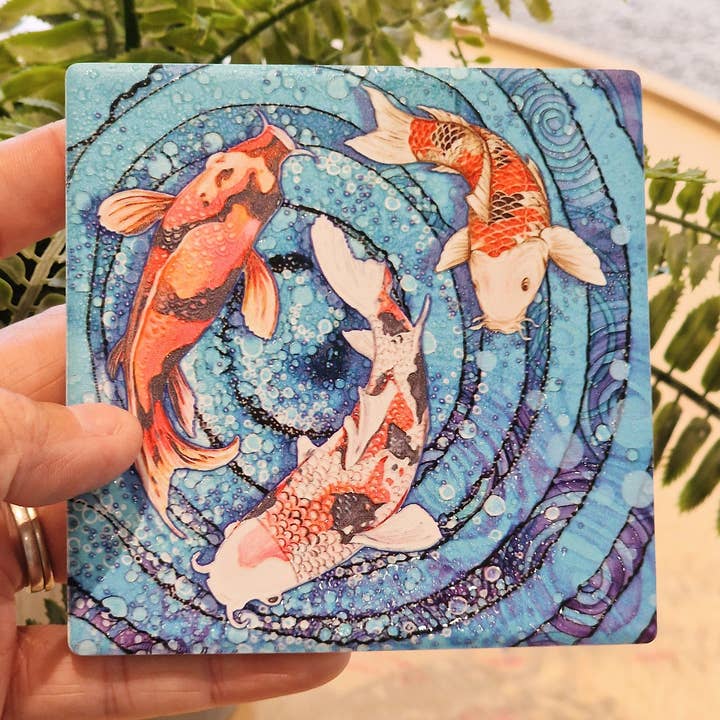 49-C Koi Carp Coaster for wholesale by By Jo Crafts