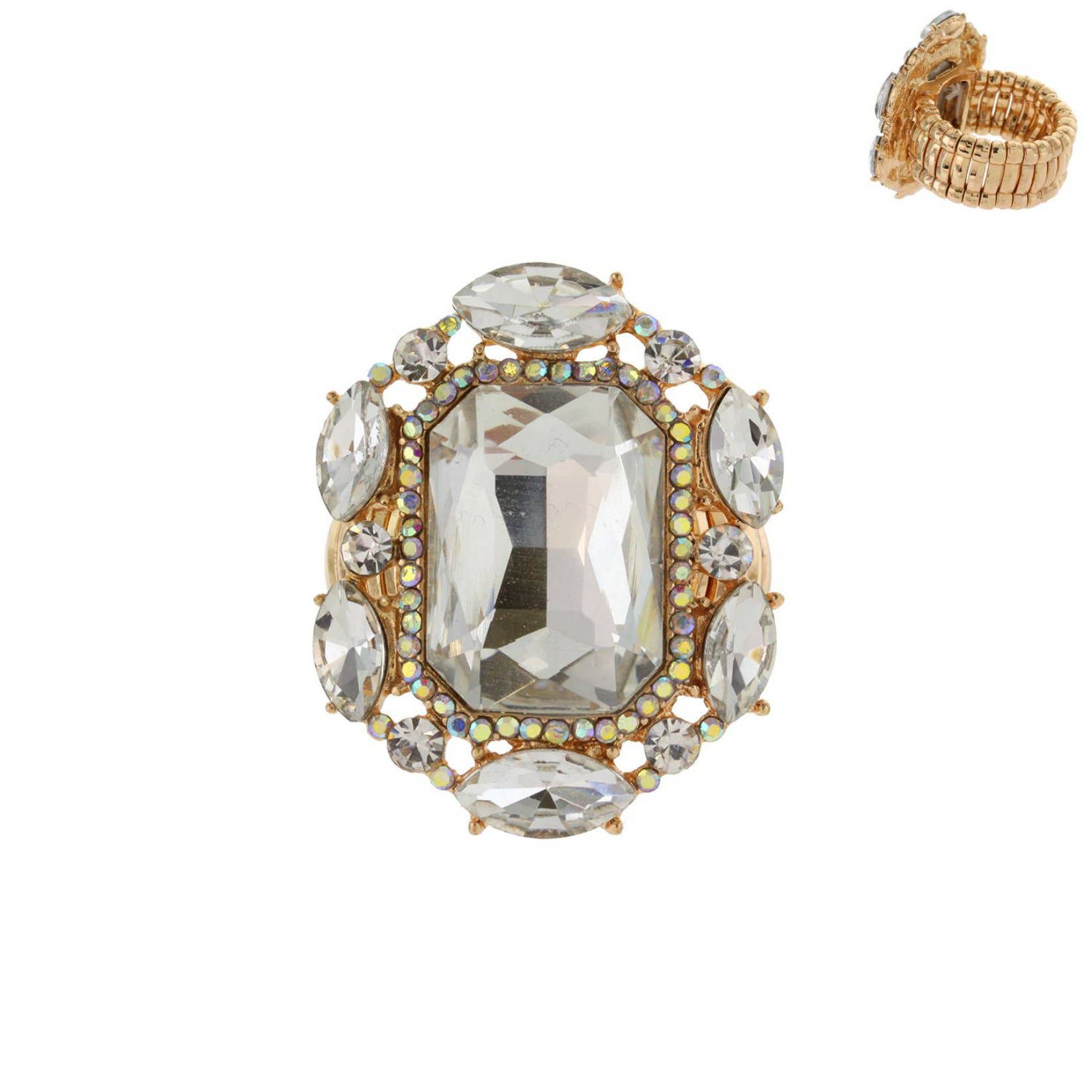 SP Sophia Collection - Wholesale Cocktail/Statement Ring - Victorian Style Rhinestone Stretch Ring19