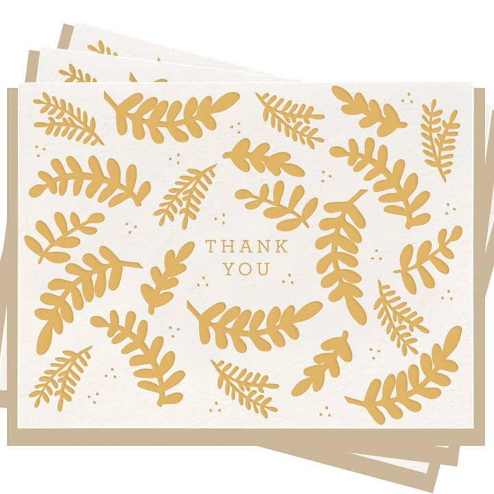 Thank You Floral - Set Of 6 Letterpress Thank You Cards for wholesale by Dahlia Press