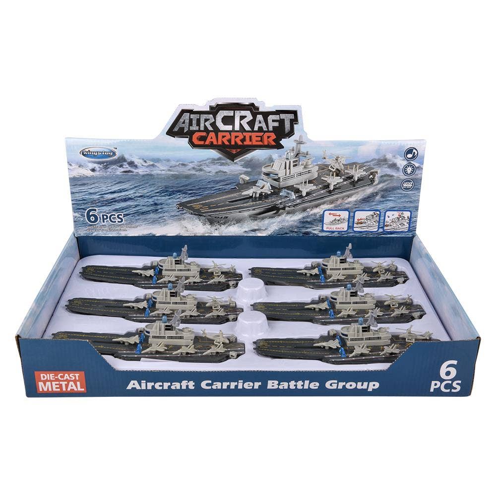The Toy Network - Wholesale Toy Plane - Kids - 8.5"Diecast Pull Back Aircraft Carrier W/Light & Sound4