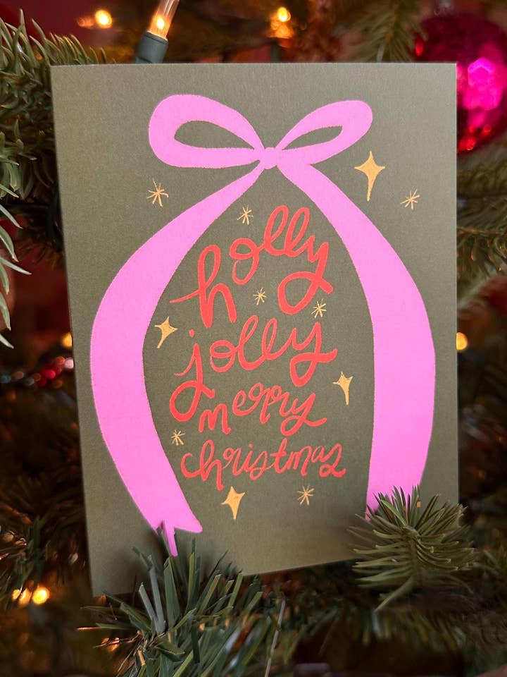 Holly jolly merry, Christmas card for wholesale by Bouquet of Joy