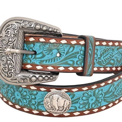 Western Chic Belts. Genuine Turquoise Hand Tooled Leather. for wholesale by Rafter T Ranch Company