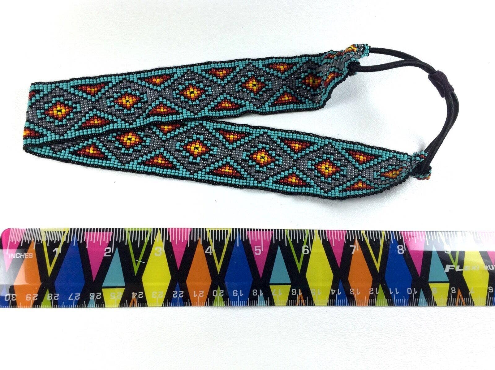 BEADS CORNER – wholesale Barrette – Women’s – Native Style Handcrafted Beaded Multi-Color Stretchable Hair Band/Headband Z54/51