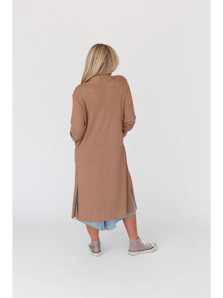 Three Bird Nest - Wholesale Cardigan - Women's - Jayde Waffle Knit Cardigan - Taupe