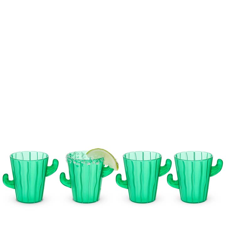 TRUE - Wholesale Shot Glass - TrueZoo Green Plastic Cactus Shot Glasses - 2 oz - Set of 4