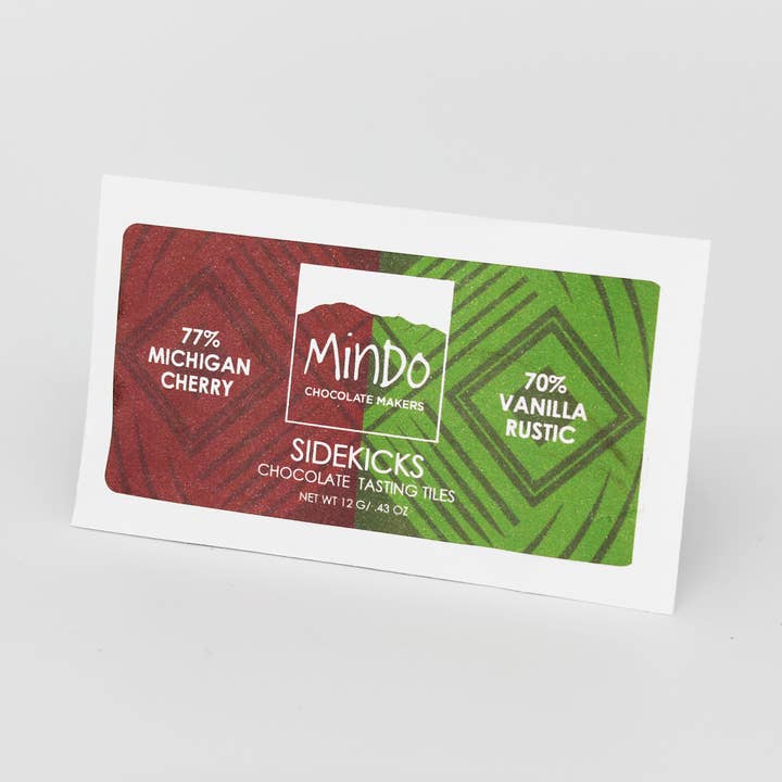 Sidekicks - 77% Michigan Cherry and 70% Vanilla Rustic for wholesale by Mindo Chocolate Makers