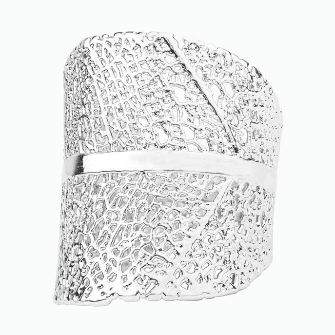 MAIA 18 Carat Recycled White Gold Plated Handmade Ring for wholesale by PureLeaf