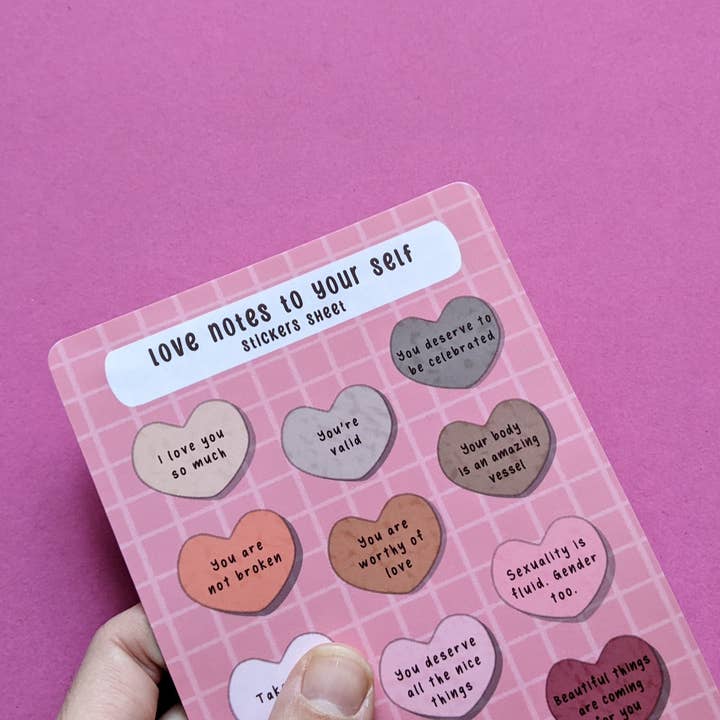 Love Notes to Your Self | Stickers Sheet for wholesale by Yas Petit Poulet