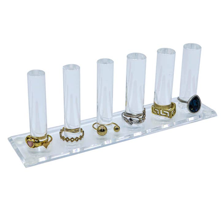 Natalia - Wholesale Jewelry Stand & Display - Acrylic Ring Holder Organizer for Jewelry - Clear 6 Rod-PC