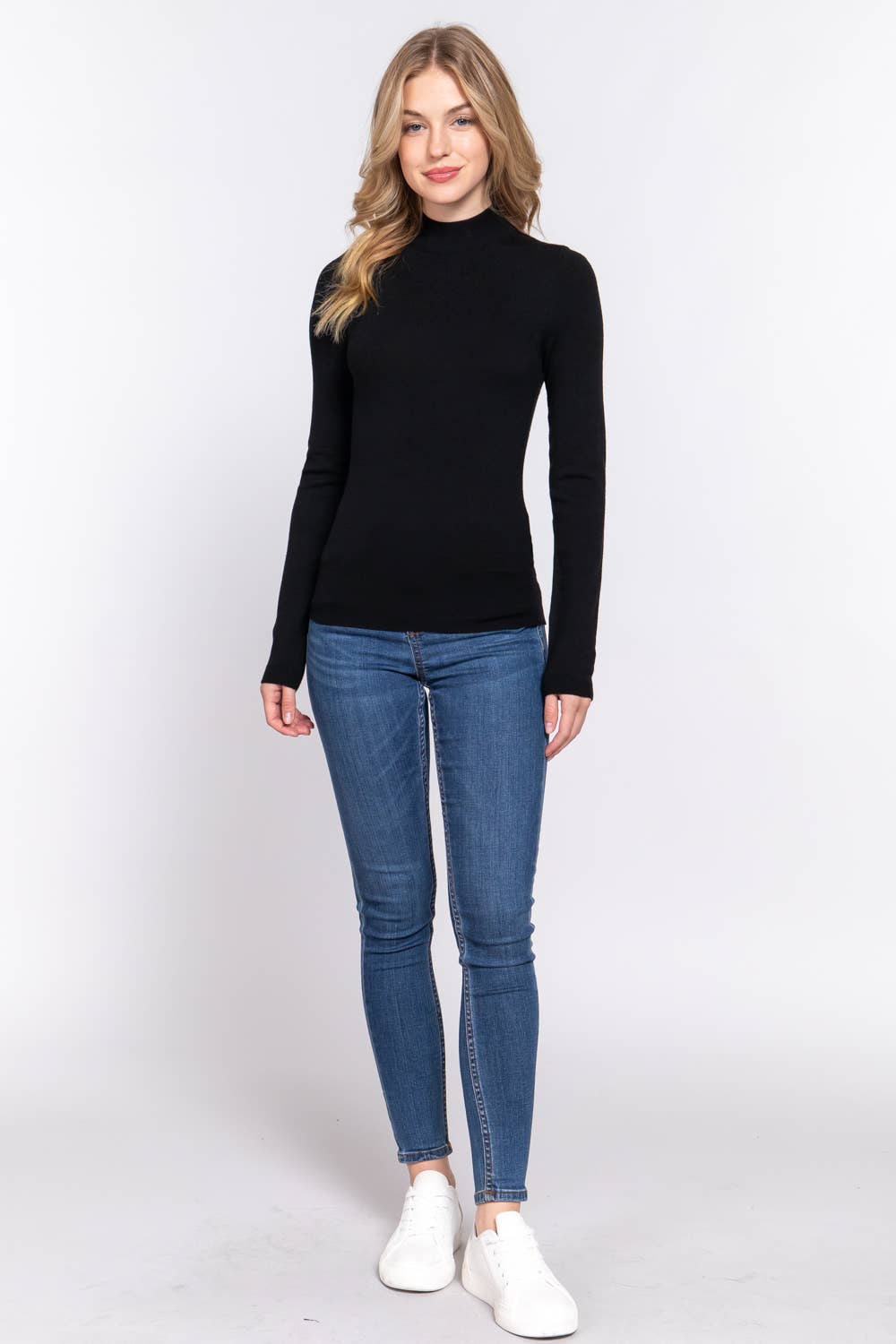 Active Basic | Active USA - Venta al por mayor Jersey de punto - Mujer - Suéter básico de manga larga con cuello simulado40