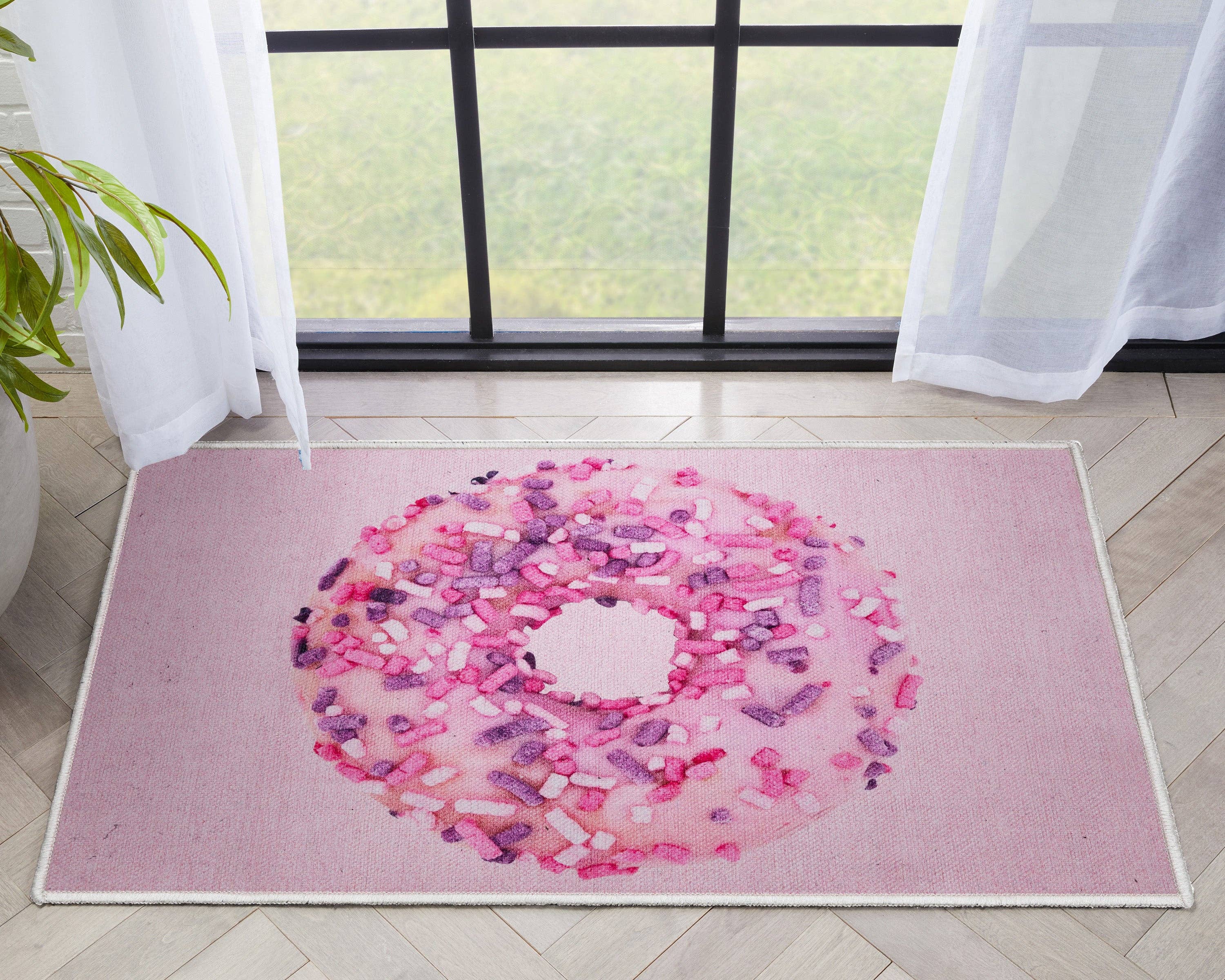 Well Woven - Wholesale Area Rug - Pink Sprinkles Donut Novelty Pink Flat-Weave Rug7