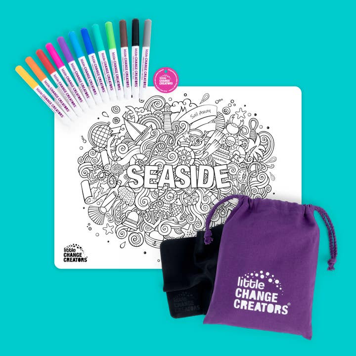 Little Change Creators - Wholesale Colouring mat – Child & baby - SEASIDE | Eco-Friendly Kid's Wipeable Colouring Set3