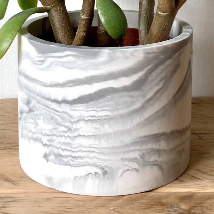 White Marbled Plant Pot for wholesale by Piece by Jackson