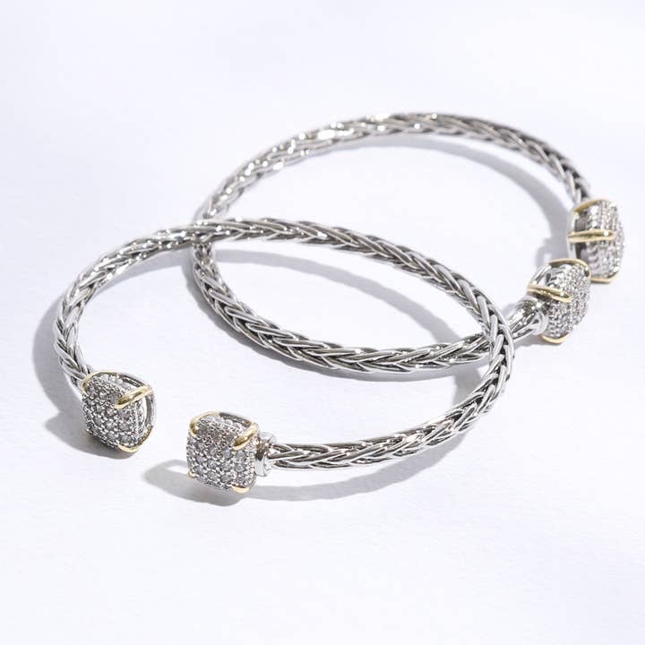 3MM hestehale firkantet Pave CZ armbånd for engroshandel hos Fashion City