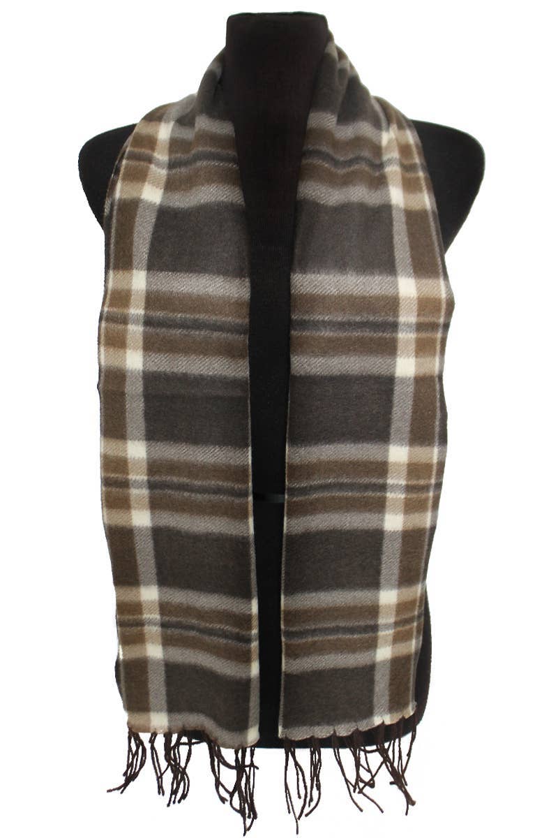 ASSORTITI Sciarpa avvolgente oblunga con bordo a frange in morbido pile scozzese in vendita all'ingrosso su Faire11