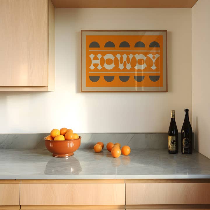 Tejas Country Club - Wholesale Art Print - Orange and Smoky Gray Howdy Home Decor Art Print (FLAT)4