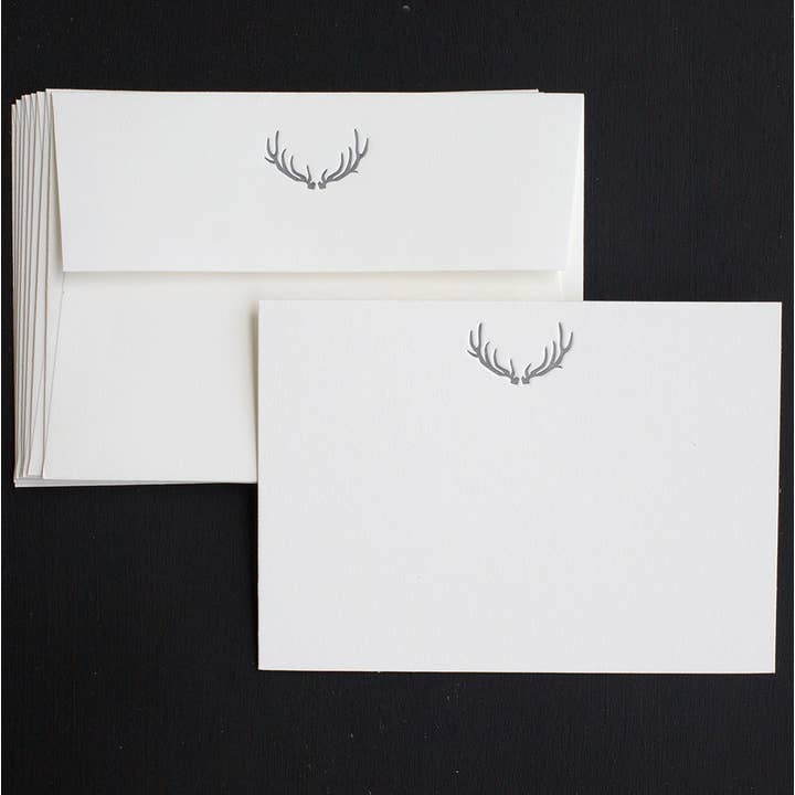 Luxe Antler Note Cards for wholesale by Ancesserie Letterpress