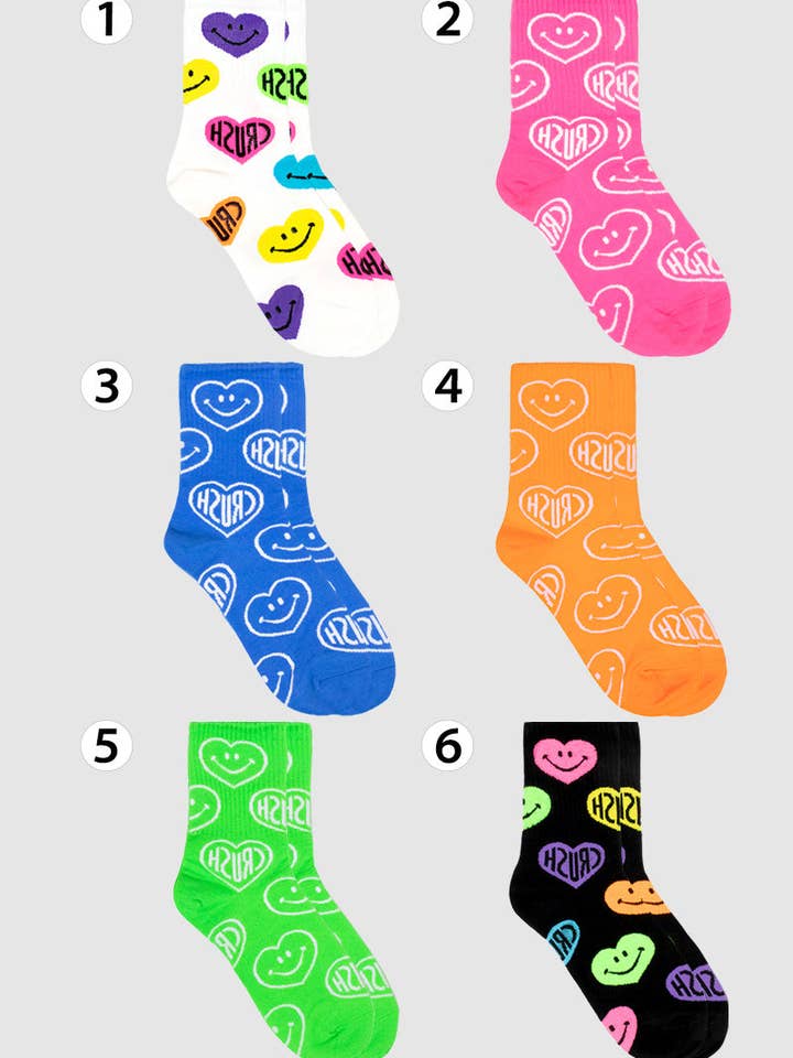 Women's Crew Neon Crush Smile Pattern Socks for wholesale by 7DAYSSOCKS