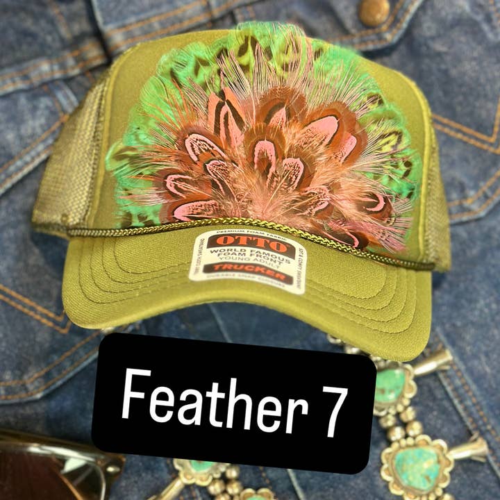High Ho Silversmithing - Wholesale Trucker Hat - Women's - GREEN FEATHER TRUCKER HAT6