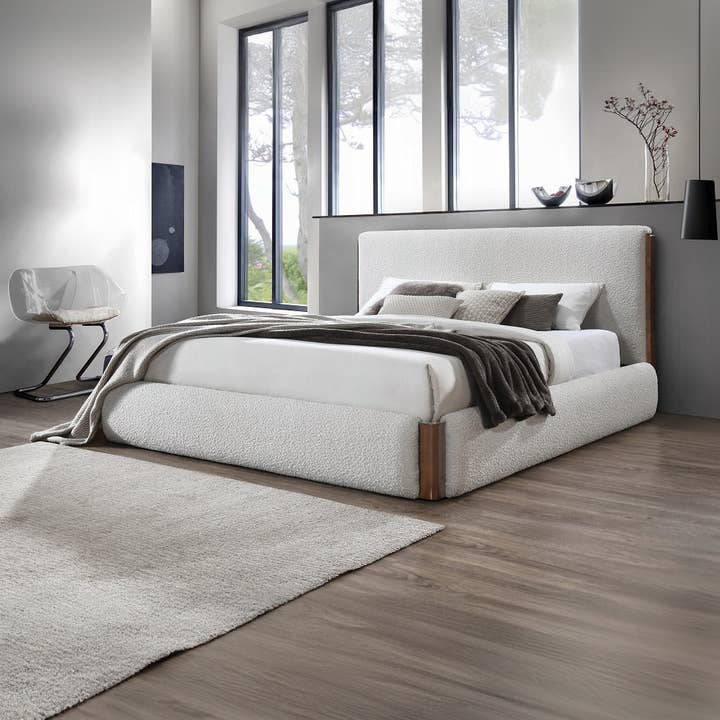 Reggie Upholstered Platform Bed - Cream for wholesale by ReForm Creative Home