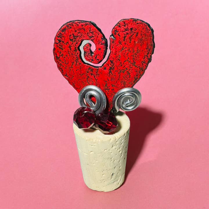 Cute Heart wine stopper wine cart barware accessory beads  for wholesale by Whimsies