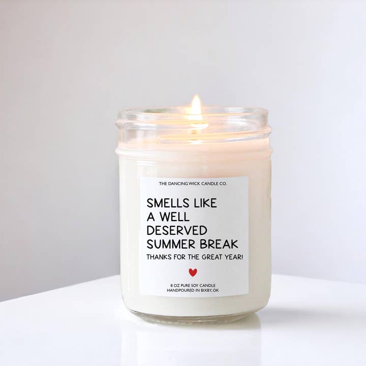 Funny Teacher Gift Candle / Smells Like Summer Break for wholesale by THE DANCING WICK CANDLES