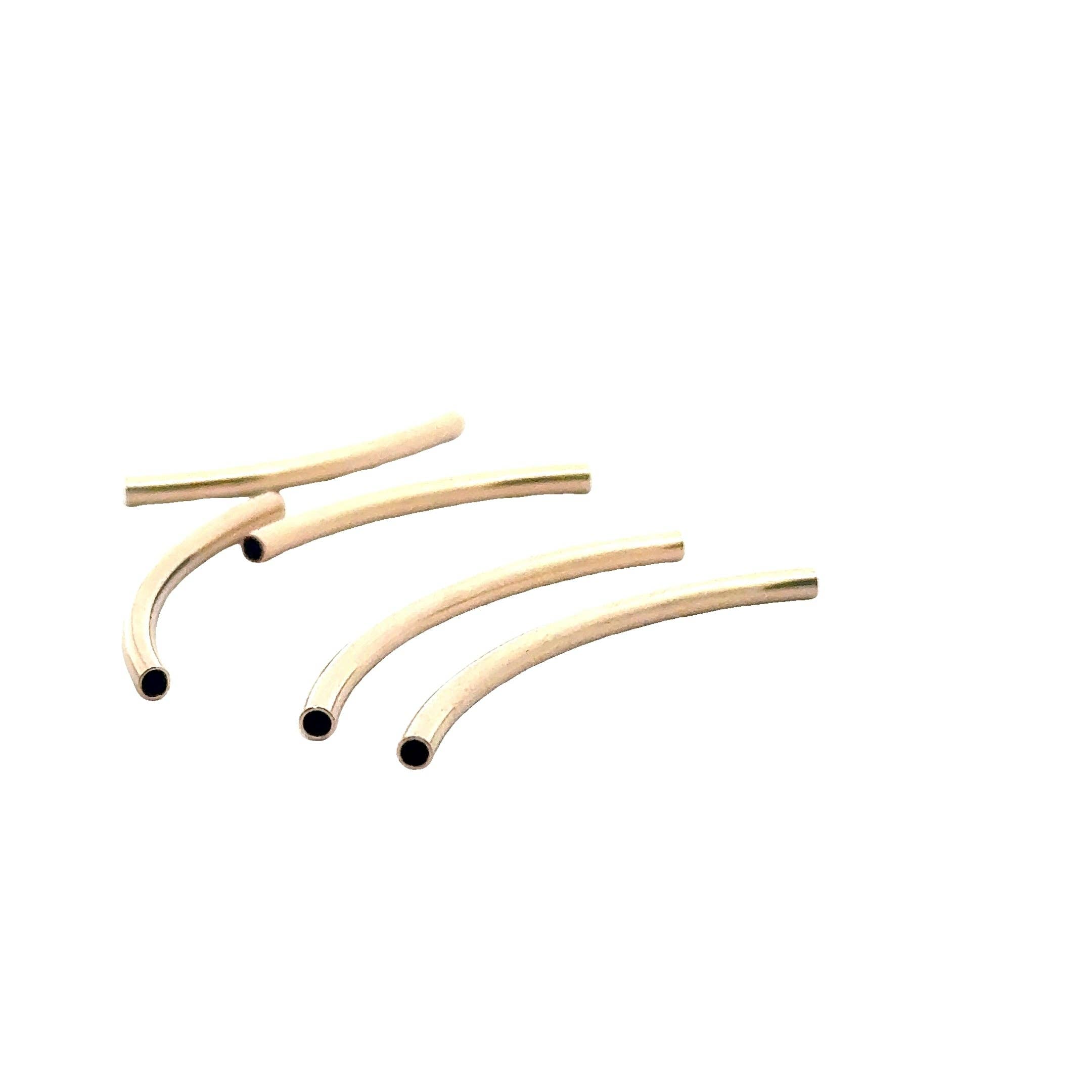 Purity Beads - Wholesale Craft Supplies - 14K Gold Filled Tubes | Curved Tubes | 6 to 10 Pcs in a pack | Four Sizes: 25, 30, 35 and 40mm | 2mm Thick Tubes |4