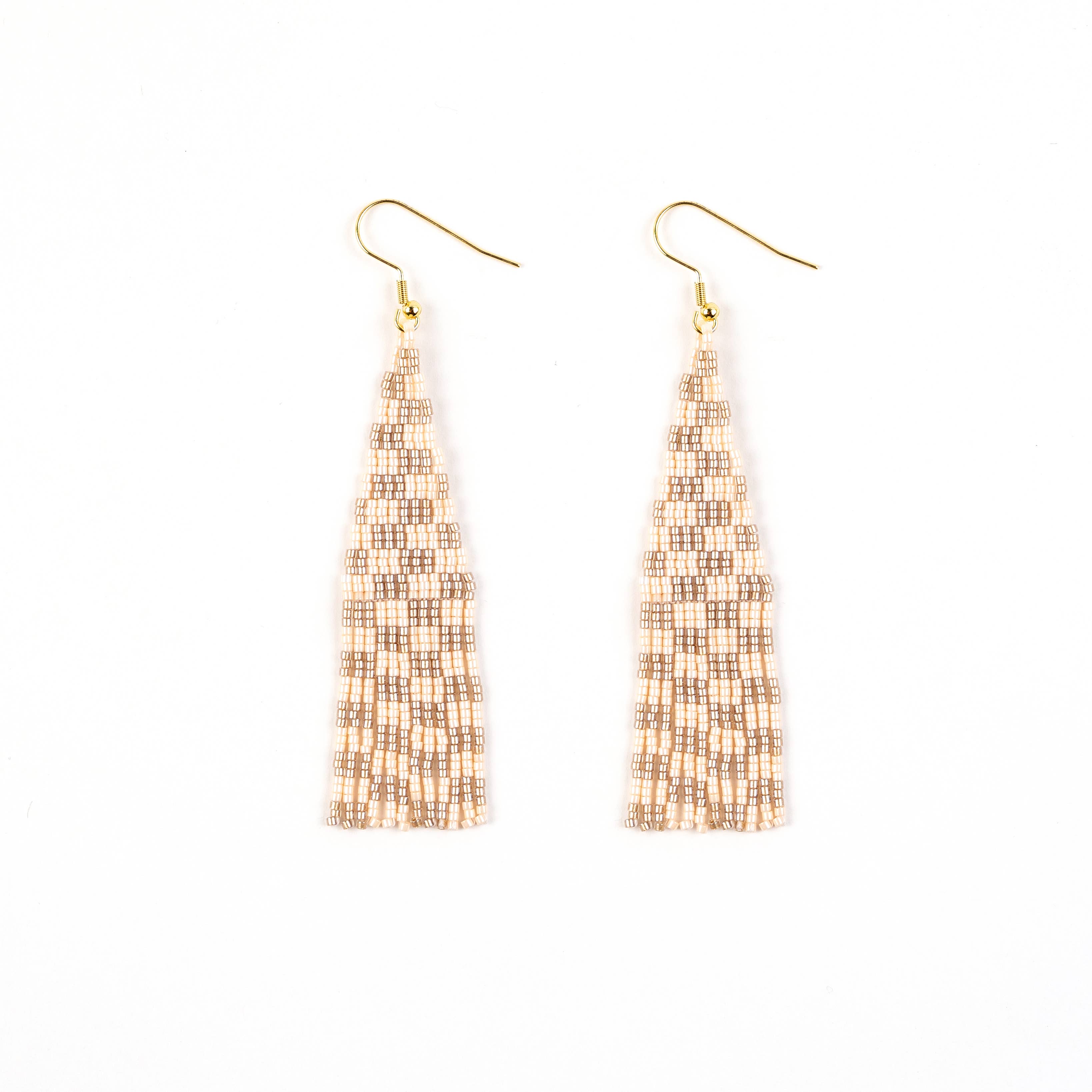 Altiplano – wholesale Tassel earrings – Delica Checkerboard Fringe Earrings0