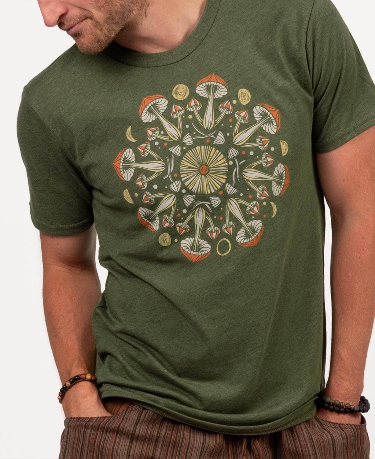 Soul Flower - Wholesale Screen Printed T-Shirt - Unisex - Mushroom Mandala Recycled T-Shirt - Unisex - Camping Tees6