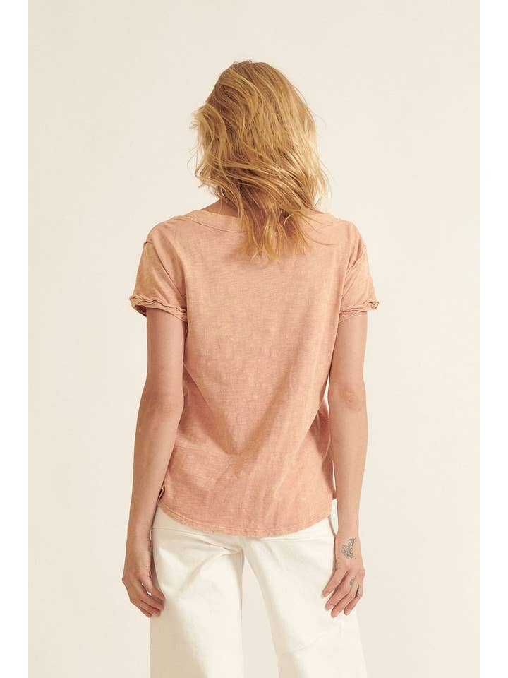 Promesa USA - Wholesale T-Shirt - Women's - Vintage Mineral Washed Raw-Edge V-Neck Tee