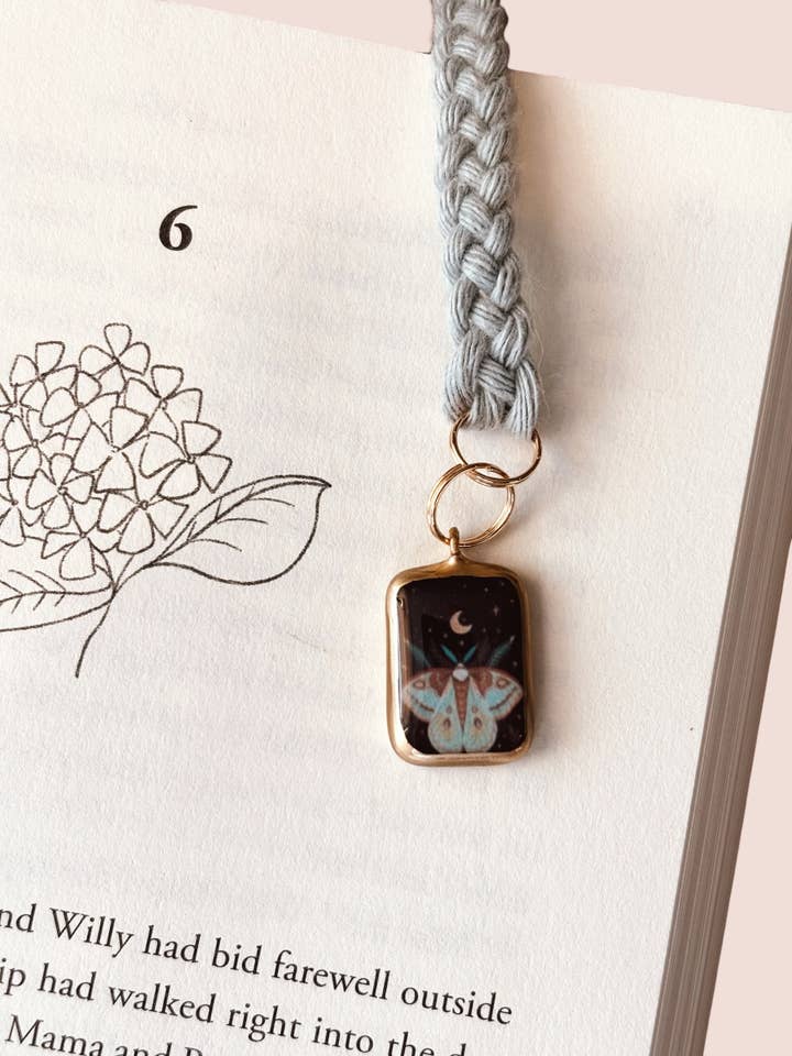 Moth & Moon Charm Bookmark - Book Accessories, Gifts for wholesale by Offhand Fibers