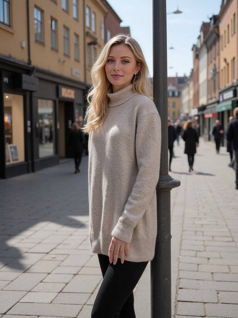 Marayn - Wholesale Knitted jumper – Women′s - Cozy Oversized Turtleneck Knit Sweater for FallWinter27