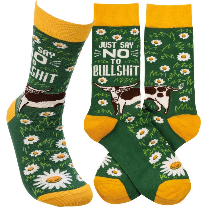 Just Say No To Bullshit Socks for wholesale by Primitives by Kathy