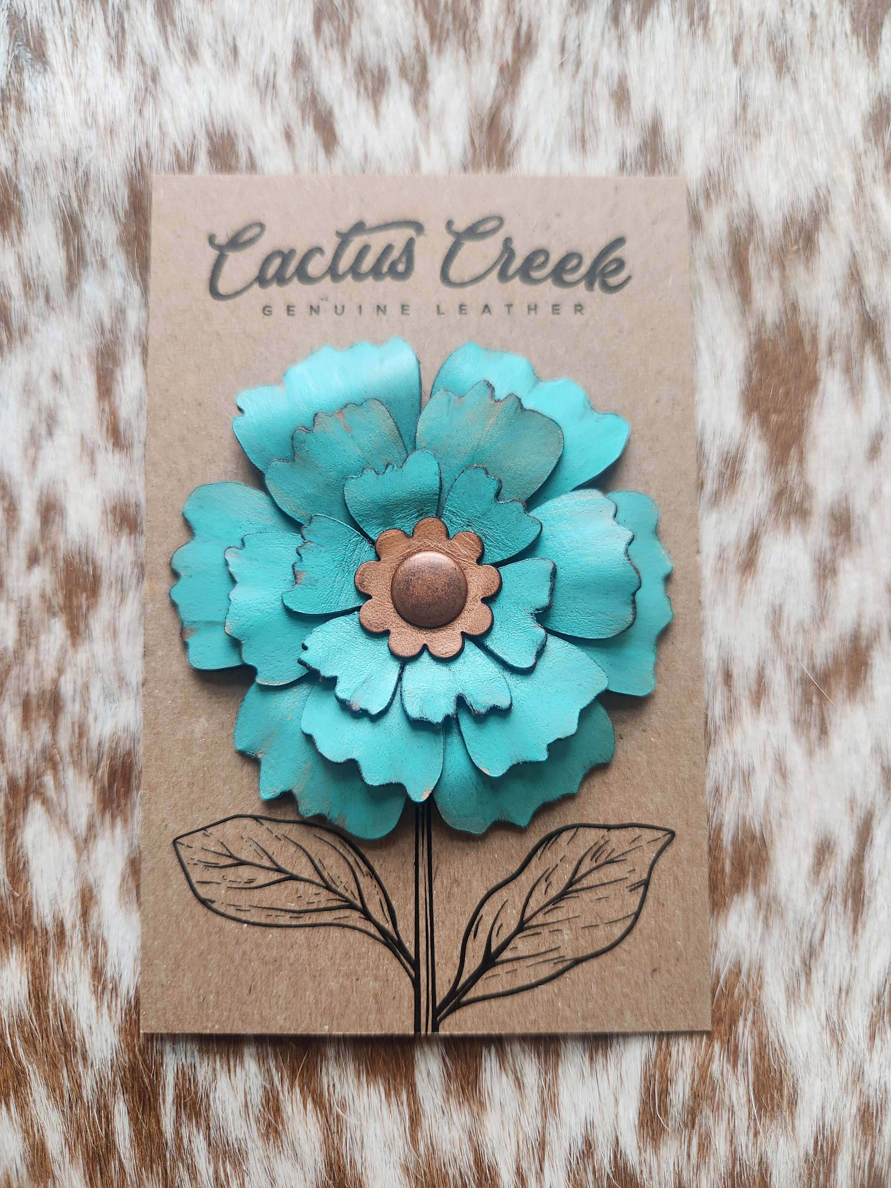 Cocklebur & Co. - Wholesale Hat Accessory - Women's - Prairie Peony Collection- Genuine Leather Flower Hat Pins7