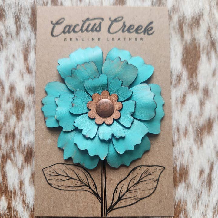 Cocklebur & Co. - Wholesale Hat Accessory - Women's - Prairie Peony Collection- Genuine Leather Flower Hat Pins7