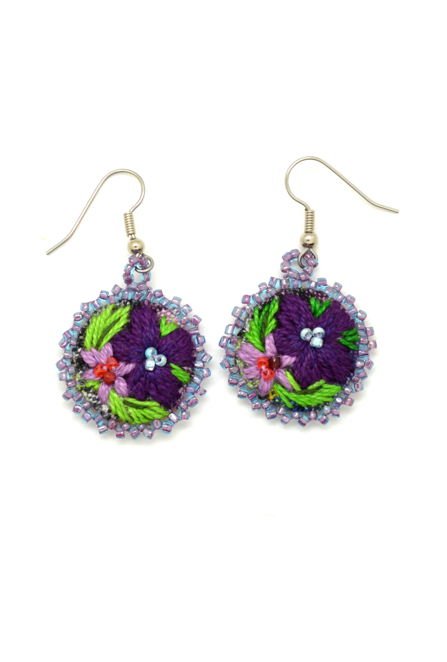 Dunitz & Company - Wholesale Dangle Earrings - Embroidered & Beaded Flower Earrings - Fair Trade Verified3