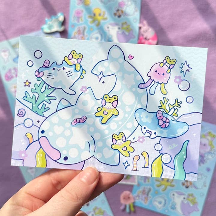 Whale Shark A6 Print for wholesale by Sun Puff Studios