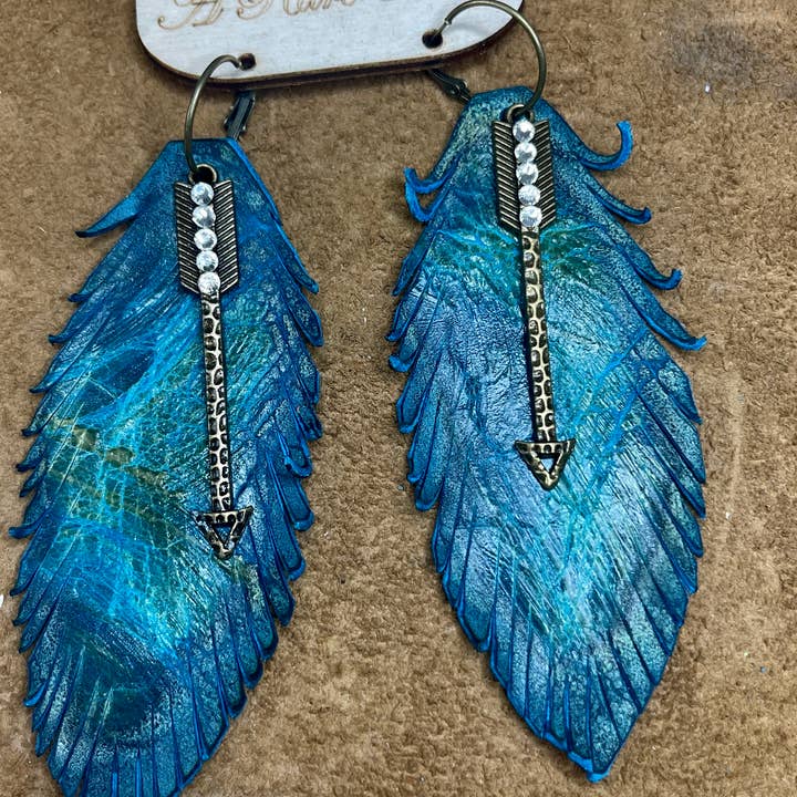 "Follow Your Arrow" Turquoise Swirl Earrings for wholesale by A Rare Bird Shop