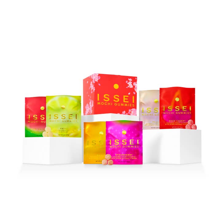 The Red Blossom Box (6-Pack 2 oz Variety) for wholesale by Issei Mochi Gummies