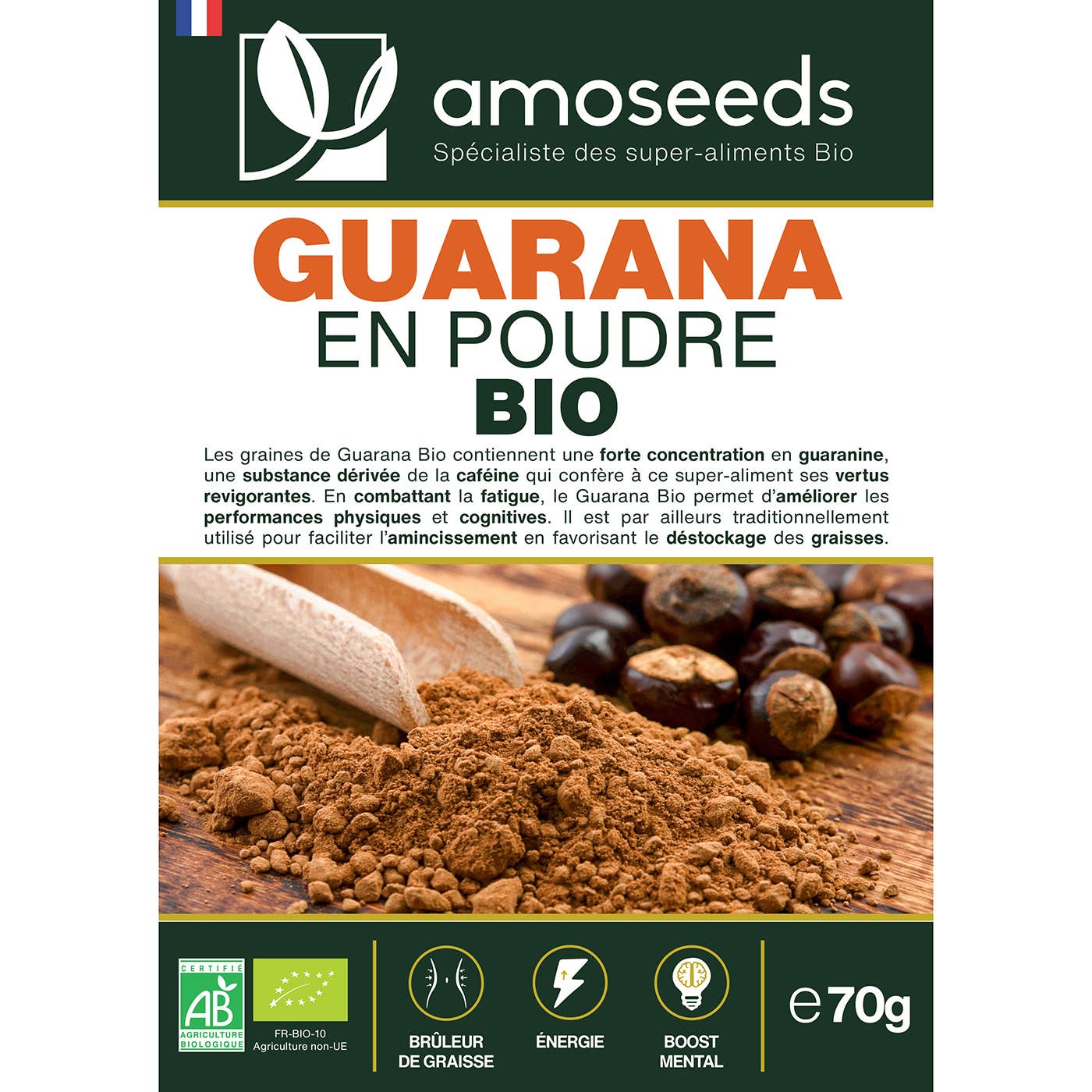 Amoseeds - Wholesale Protein/Superfood Powder - Guarana Powder Organic 70g3