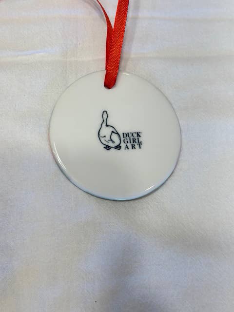 Duck Girl Art - Wholesale Ornament - Colorado Snowy Mountains Ceramic Ornament1