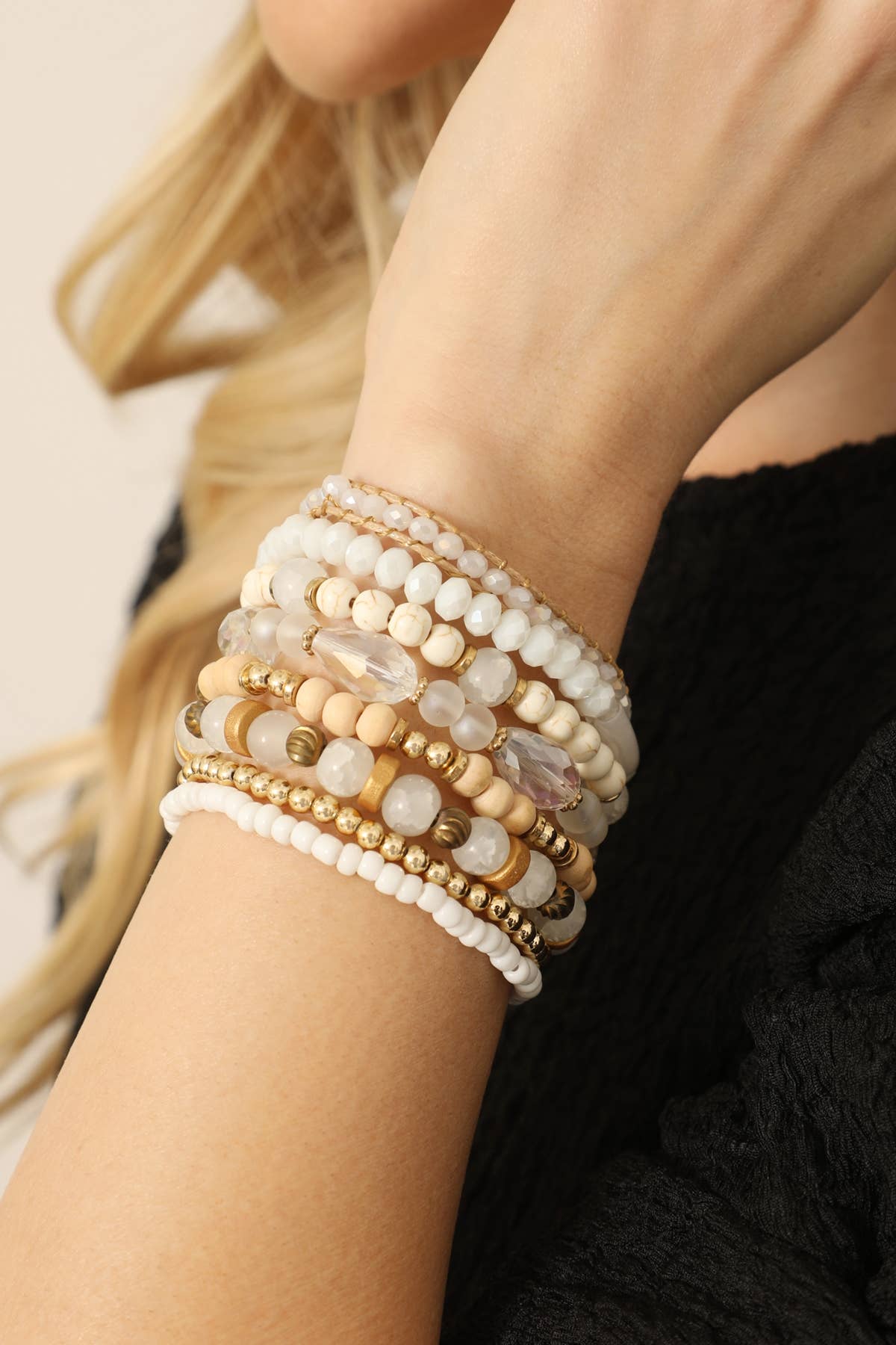 MYS Wholesale Inc - Wholesale Jewelry Set - Charm Mix Bead Natural Stone Wood Layered Stackable Bracelet11