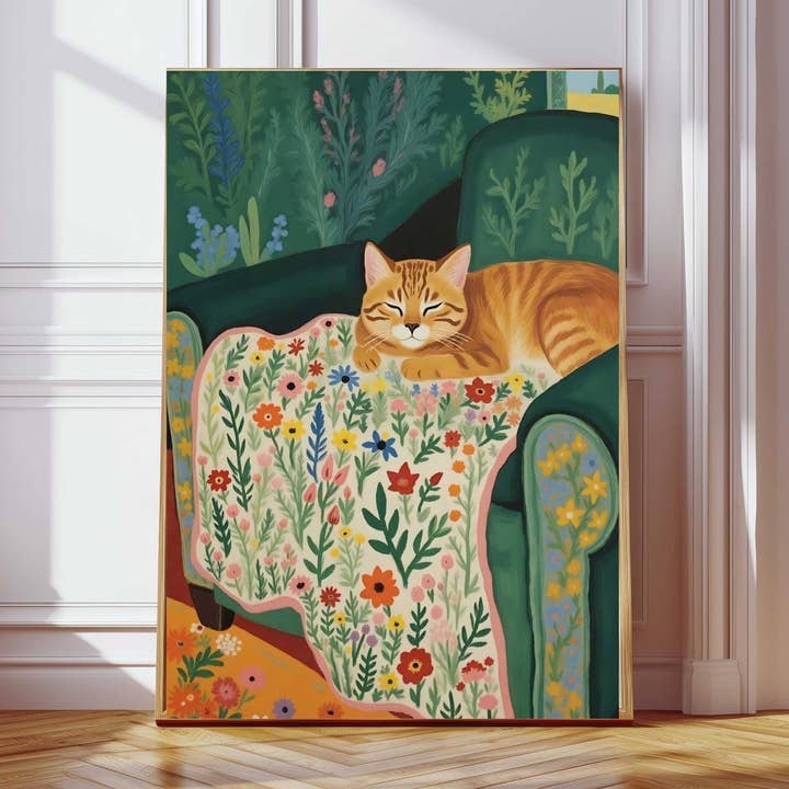 Sleeping Cat Art Print for wholesale by Kumo Art Prints