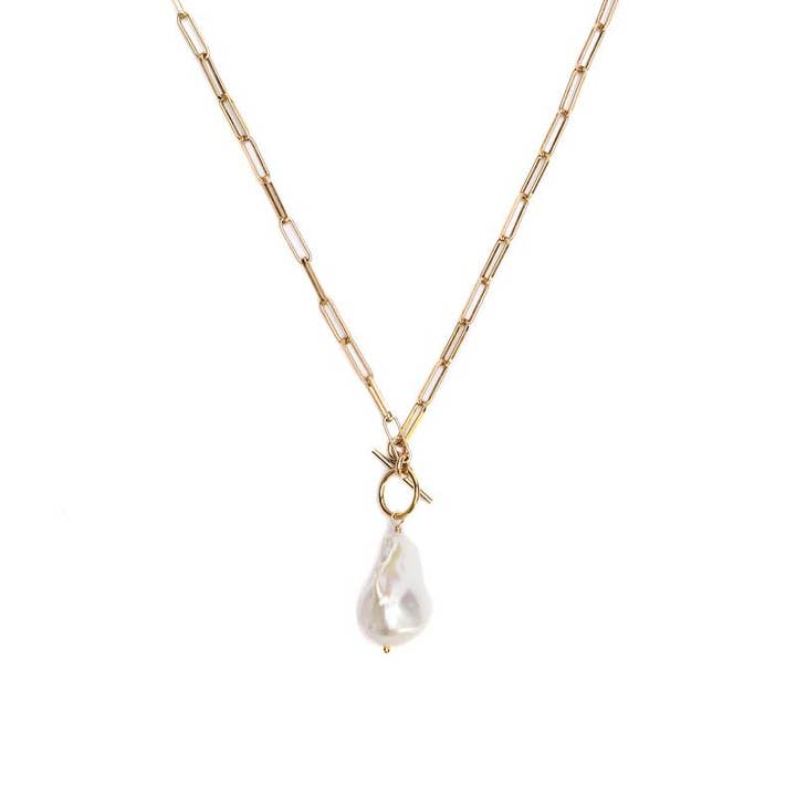 Baroque Pearl Toggle Drop Necklace for wholesale by Danae