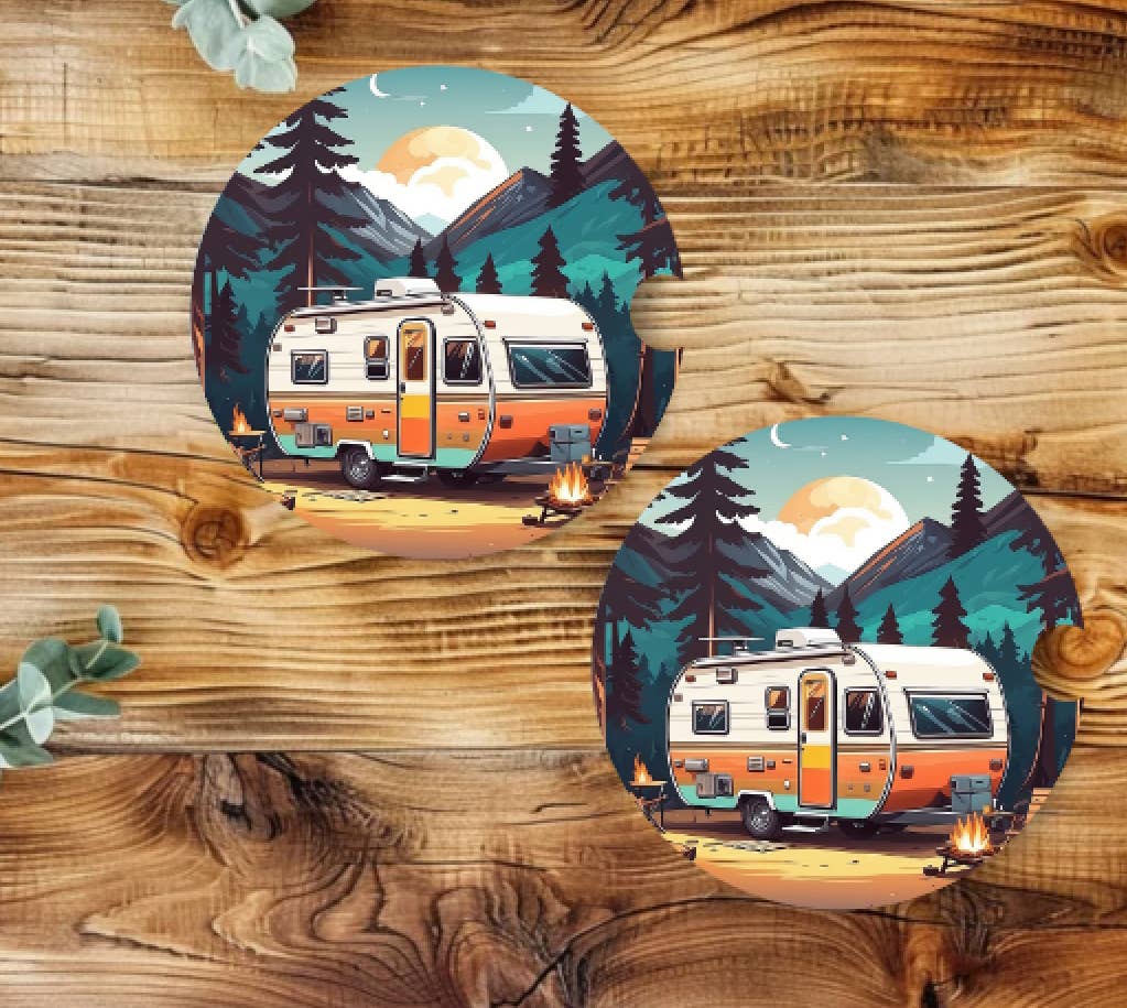 Prairie Chicken Sticker Shop & Gifts - Wholesale Car Coaster - Unisex - Camping RV Neoprene Car Coaster Set