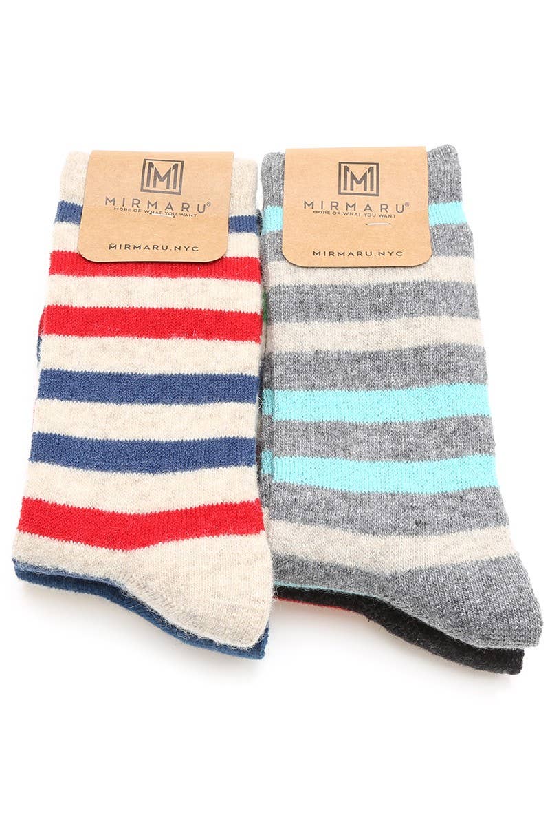 009-RAYAS Calcetines de mujer en mezcla de lana a rayas de venta al por mayor en Faire4