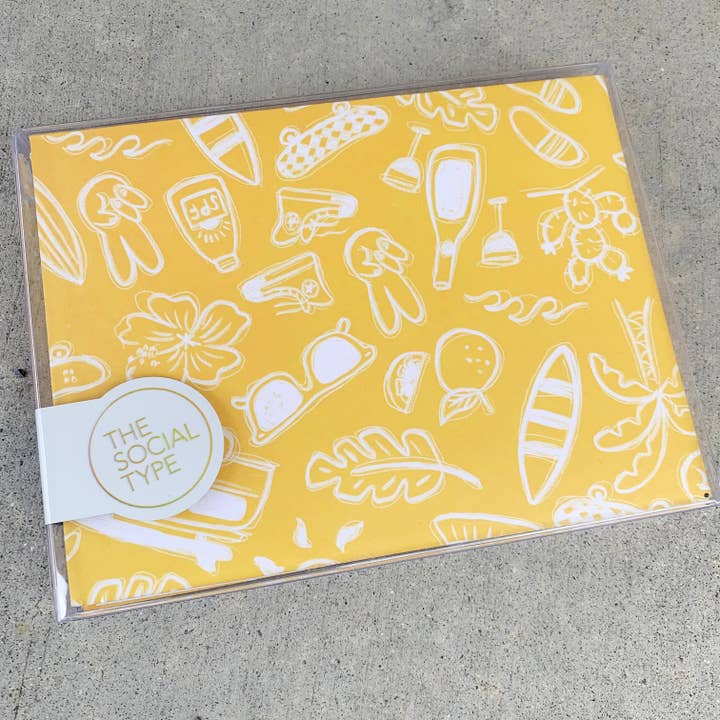 The Social Type – wholesale Stationery/notecard set – California Dreamin' Patterned Envelope Note Set1