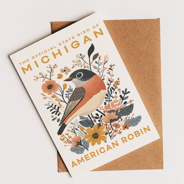 Cartolina dell'Uccello di Stato del Michigan | Etichettata in bianco per il tuo negozio per la vendita all'ingrosso da parte di PhiloPerse