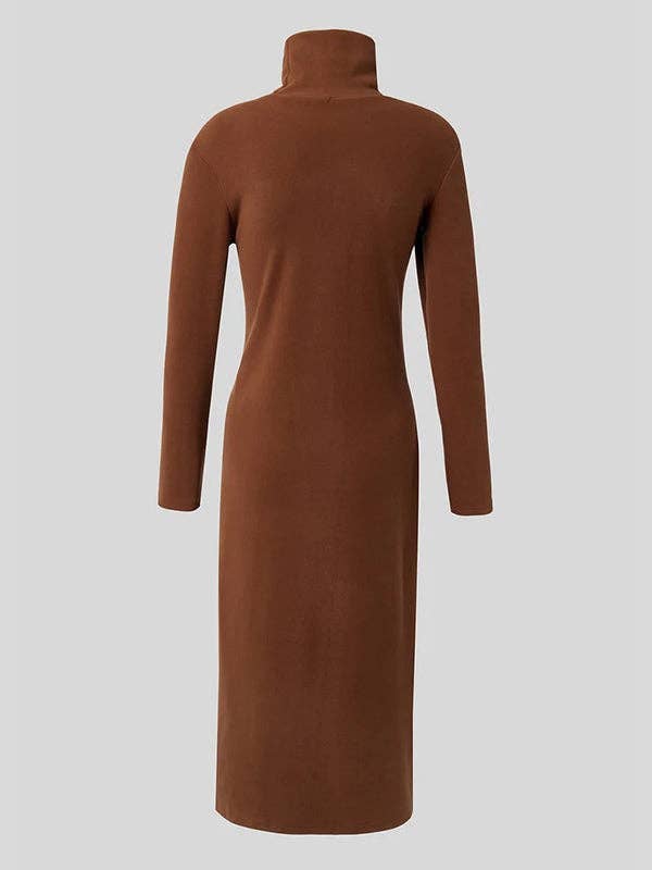 FurDecoration - Wholesale T-Shirt - Women's - Solid Color High-Neck Skinny Fit T-Shirt with Split Sides11