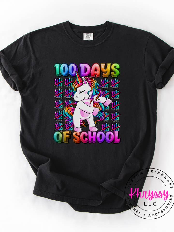 Whimsical 100 Days School Milestone Comfort Colors T-shirt for wholesale by Khryssy,LLC